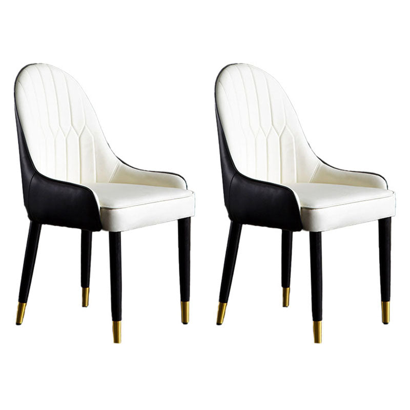 Scandinavian Upholstered Dining Chairs Arm Solid Back Dining Side Chair Off-White 2 Piece Set Clearhalo 'Dining Chairs' 'Dining Tables & Seating' 'dining_chair' 'furn' 'furn_dining_chair' 'Furniture' 'Kitchen & Dining Furniture' 5752795