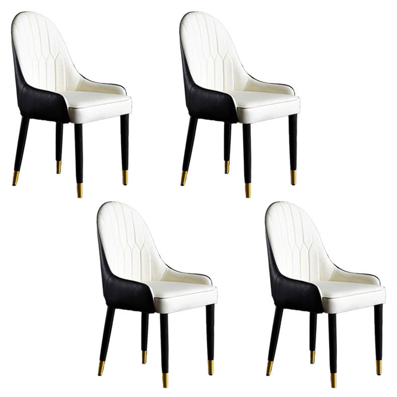 Scandinavian Upholstered Dining Chairs Arm Solid Back Dining Side Chair Off-White 4 Piece Set Clearhalo 'Dining Chairs' 'Dining Tables & Seating' 'dining_chair' 'furn' 'furn_dining_chair' 'Furniture' 'Kitchen & Dining Furniture' 5752796