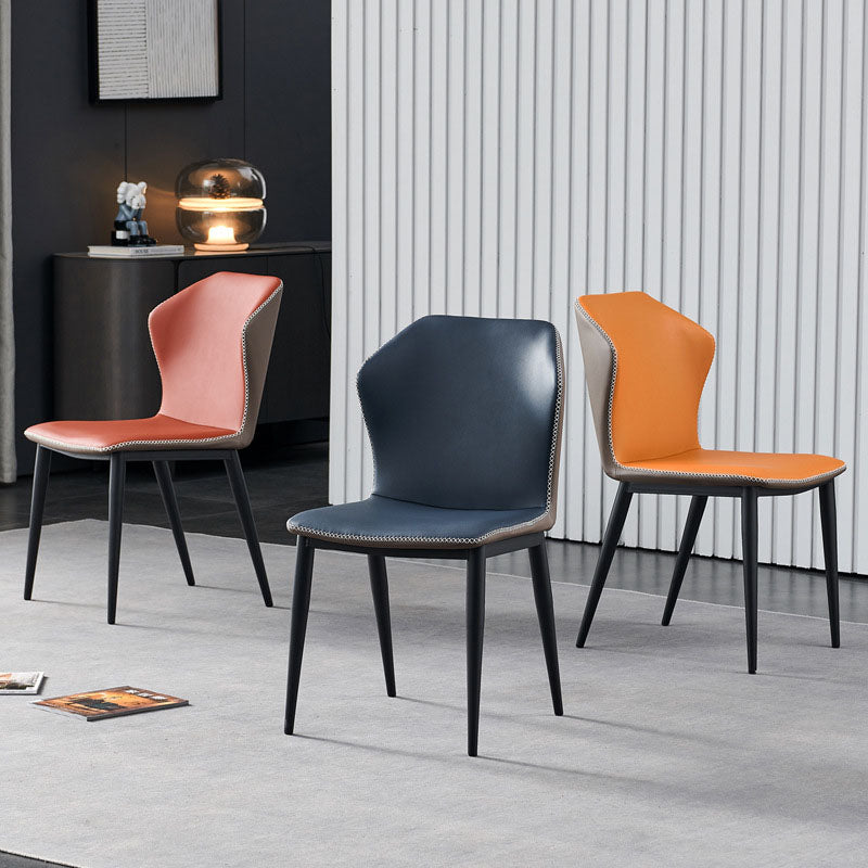 ホームフェイクレザーダイニングチェアのためのインダストリアルスタイルウィングバックアームレスチェア