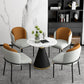 Modern Style Sintered Stone Dining Table Set Round 1/2/5 Pieces Dining Set for Home Use 5 Pieces: Table, 4 Orange Chairs Clearhalo 'Dining Room Sets' 'Dining Tables & Seating' 'dining_room_set' 'furn' 'furn_dining_room_set' 'Furniture' 'Kitchen & Dining Furniture' 5752935