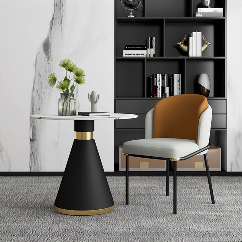 Modern Style Sintered Stone Dining Table Set Round 1/2/5 Pieces Dining Set for Home Use 2 Pieces: Table, 1 Orange Chair Clearhalo 'Dining Room Sets' 'Dining Tables & Seating' 'dining_room_set' 'furn' 'furn_dining_room_set' 'Furniture' 'Kitchen & Dining Furniture' 5752936