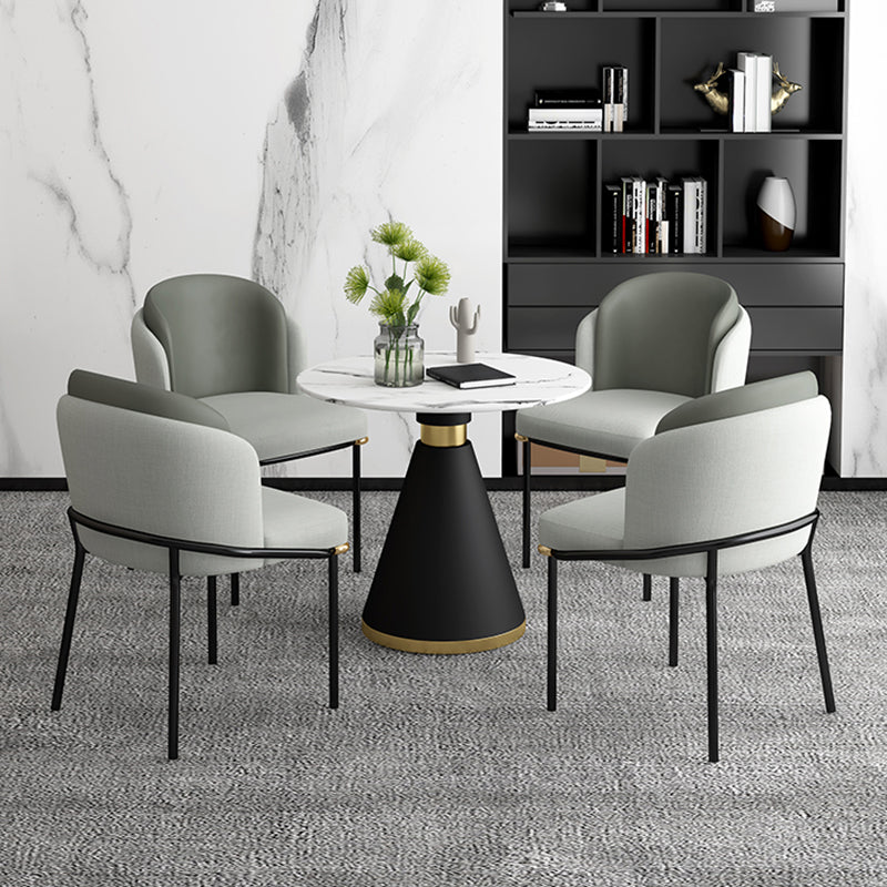 Modern Style Sintered Stone Dining Table Set Round 1/2/5 Pieces Dining Set for Home Use 5 Pieces: Table, 4 Grey Chairs Clearhalo 'Dining Room Sets' 'Dining Tables & Seating' 'dining_room_set' 'furn' 'furn_dining_room_set' 'Furniture' 'Kitchen & Dining Furniture' 5752937