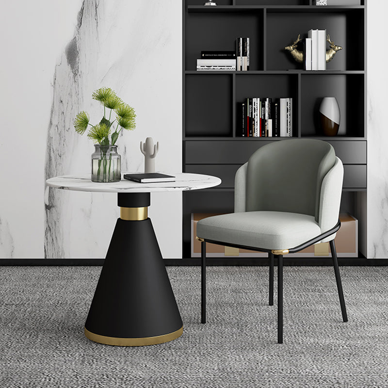 Modern Style Sintered Stone Dining Table Set Round 1/2/5 Pieces Dining Set for Home Use 2 Pieces: Table, 1 Gray Chair Clearhalo 'Dining Room Sets' 'Dining Tables & Seating' 'dining_room_set' 'furn' 'furn_dining_room_set' 'Furniture' 'Kitchen & Dining Furniture' 5752938