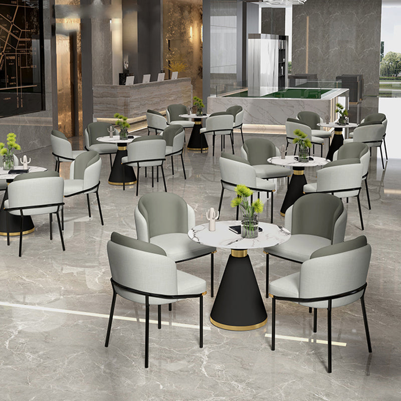 Modern Style Sintered Stone Dining Table Set Round 1/2/5 Pieces Dining Set for Home Use Clearhalo 'Dining Room Sets' 'Dining Tables & Seating' 'dining_room_set' 'furn' 'furn_dining_room_set' 'Furniture' 'Kitchen & Dining Furniture' 5752941