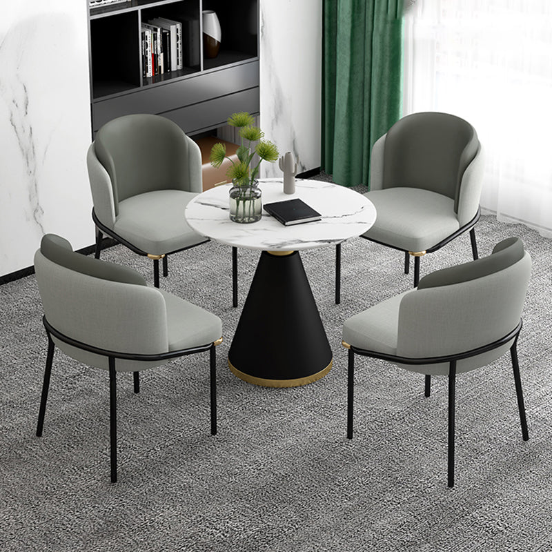 Modern Style Sintered Stone Dining Table Set Round 1/2/5 Pieces Dining Set for Home Use Clearhalo 'Dining Room Sets' 'Dining Tables & Seating' 'dining_room_set' 'furn' 'furn_dining_room_set' 'Furniture' 'Kitchen & Dining Furniture' 5752946