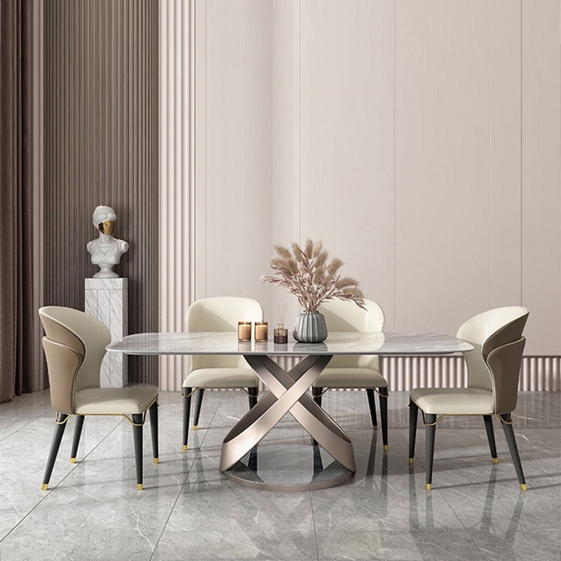 Juego de mesa de comedor moderna con tapa de piedra, juego de comedor interior rectangular de 1/2/5/6 piezas