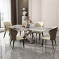Juego de mesa de comedor moderna con tapa de piedra, juego de comedor interior rectangular de 1/2/5/6 piezas