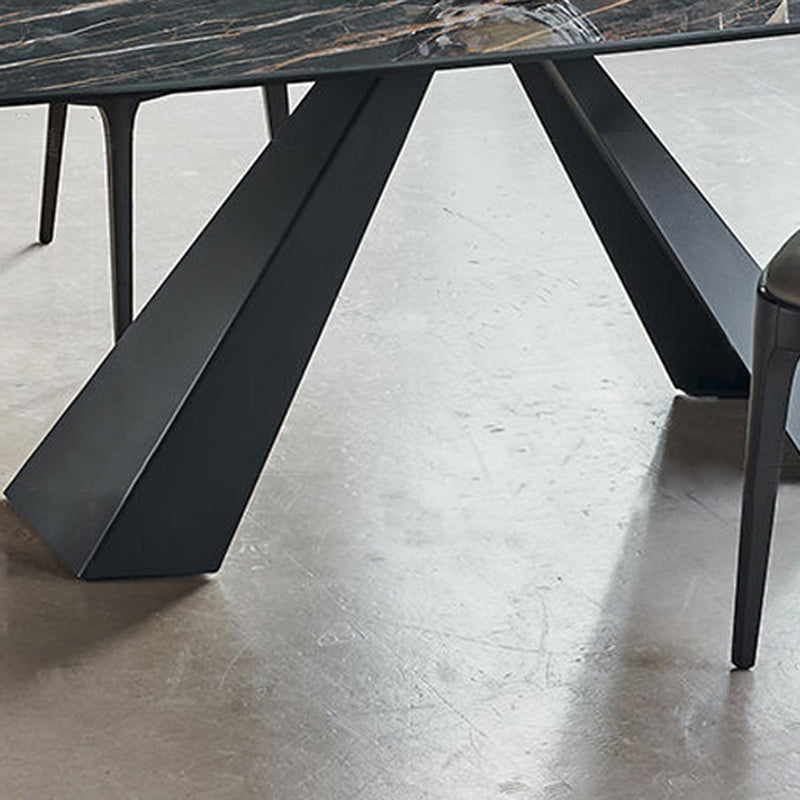 Ensemble de table en pierre fritté du rectangle moderne 1/4 pièces ensemble de restauration