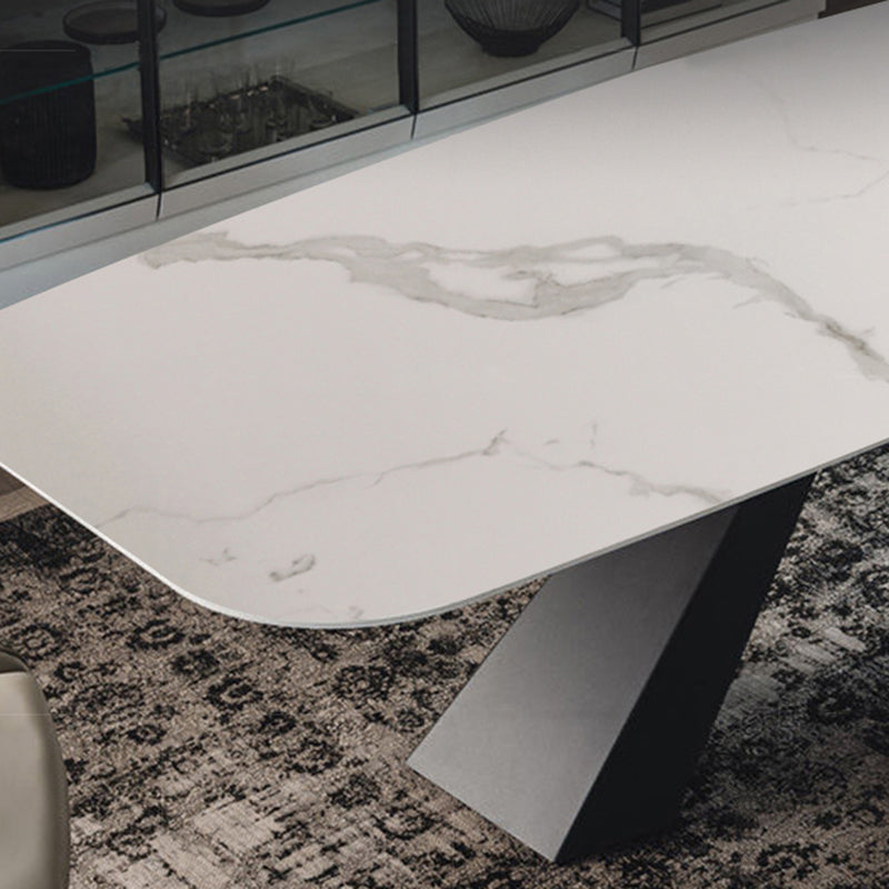 Ensemble de table en pierre fritté du rectangle moderne 1/4 pièces ensemble de restauration
