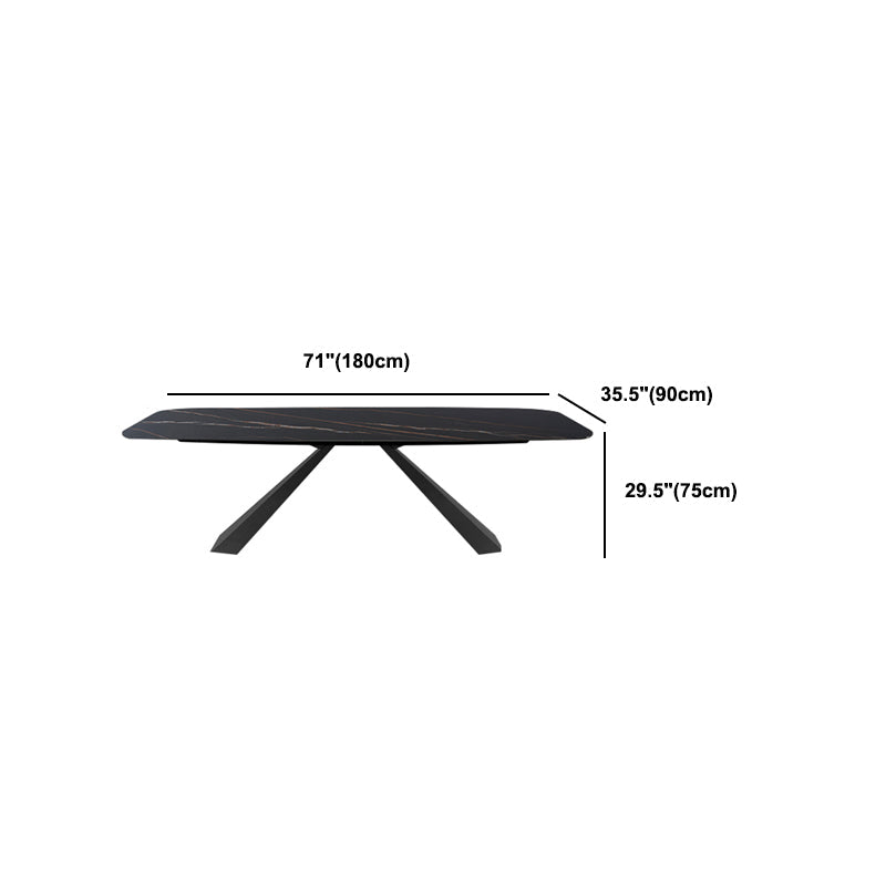 Ensemble de table en pierre fritté du rectangle moderne 1/4 pièces ensemble de restauration