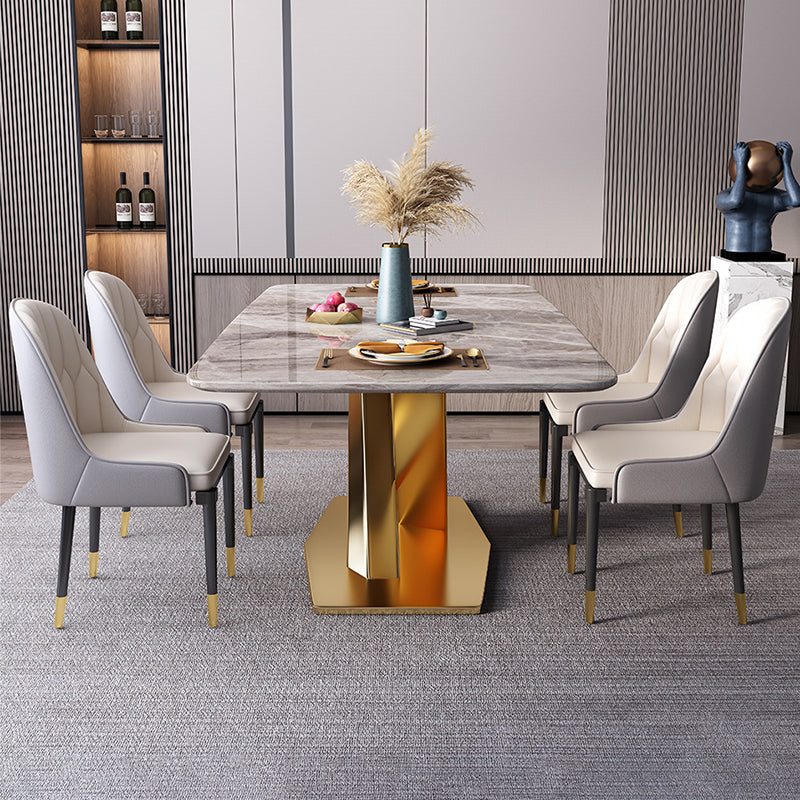 Glam -stijl gesinterde stenen dinerset rechthoek 1/4/5/7 stukken dinerset voor eetruimtes