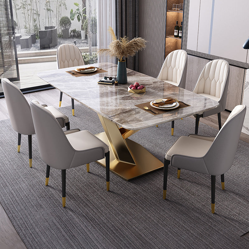 Glam -stijl gesinterde stenen dinerset rechthoek 1/4/5/7 stukken dinerset voor eetruimtes