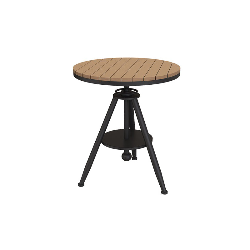 Set di tavoli da pranzo all'aperto moderna 1/3/4/5 pezzi rotondi in legno e dinetta in metallo