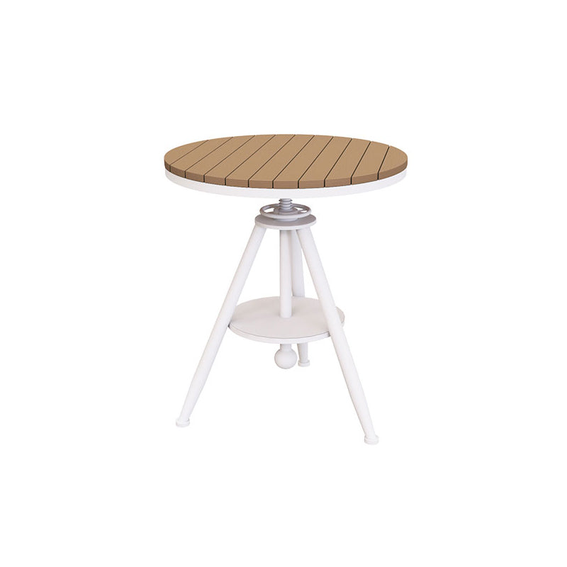 Set di tavoli da pranzo all'aperto moderna 1/3/4/5 pezzi rotondi in legno e dinetta in metallo