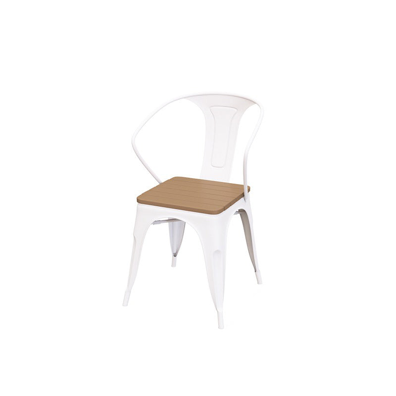 Set di tavoli da pranzo all'aperto moderna 1/3/4/5 pezzi rotondi in legno e dinetta in metallo