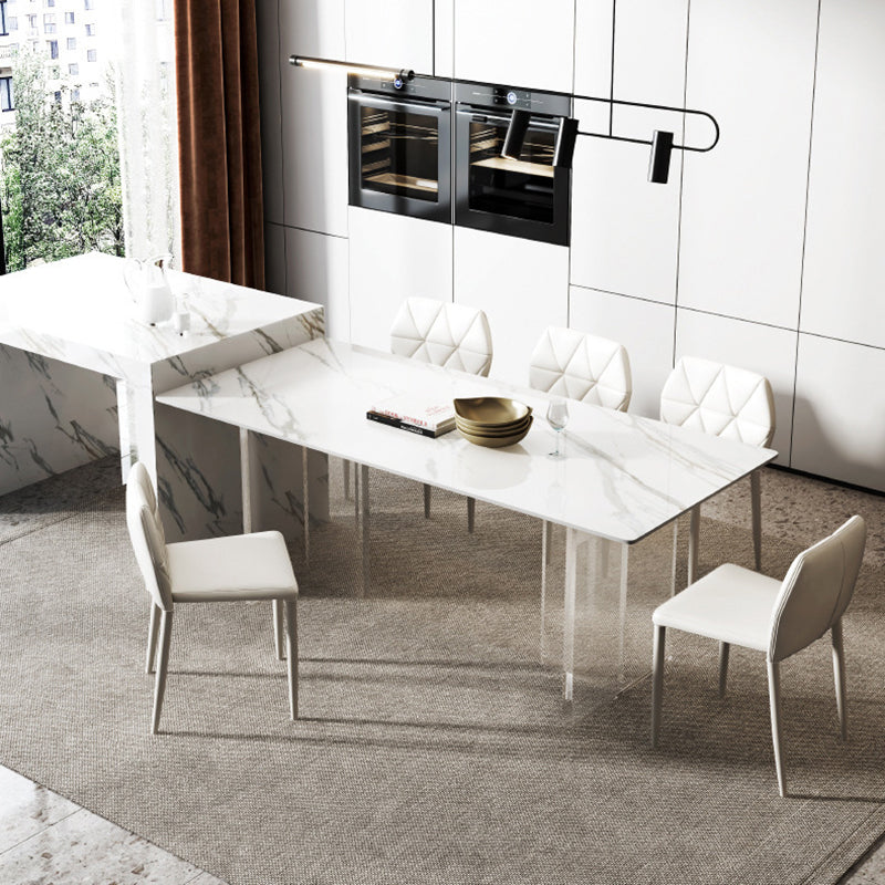 Modern Rectangle Sintered Stone Table Set 1/4/5/6/7/8 Pieces Dining Set 6 Pieces: Table, 5 Chairs Clearhalo 'Dining Room Sets' 'Dining Tables & Seating' 'dining_room_set' 'furn' 'furn_dining_room_set' 'Furniture' 'Kitchen & Dining Furniture' 5753117
