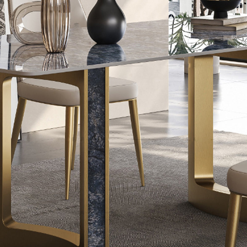 Glam Style Sintered Stone Dining Set Rectangle 1/2/3/5/7 Pieces Dining Set Clearhalo 'Dining Room Sets' 'Dining Tables & Seating' 'dining_room_set' 'furn' 'furn_dining_room_set' 'Furniture' 'Kitchen & Dining Furniture' 5753135