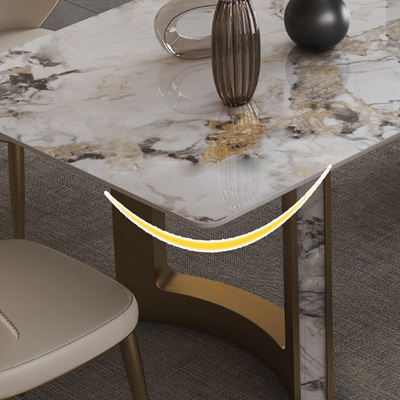 Glam Style Sintered Stone Dining Set Rectangle 1/2/3/5/7 Pieces Dining Set Clearhalo 'Dining Room Sets' 'Dining Tables & Seating' 'dining_room_set' 'furn' 'furn_dining_room_set' 'Furniture' 'Kitchen & Dining Furniture' 5753137