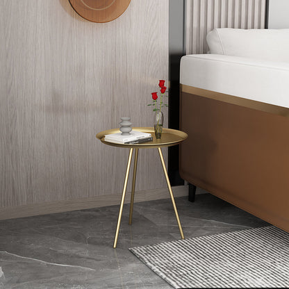Round End Table Modern Minimalist Side End Table for Living Room 16"L x 16"W x 18"H Gold 1 Clearhalo 'Coffee & Accent Tables' 'End & Side Tables' 'end_side_tables' 'furn' 'furn_end_side_tables' 'Furniture' 'Living Room Furniture' 5753208