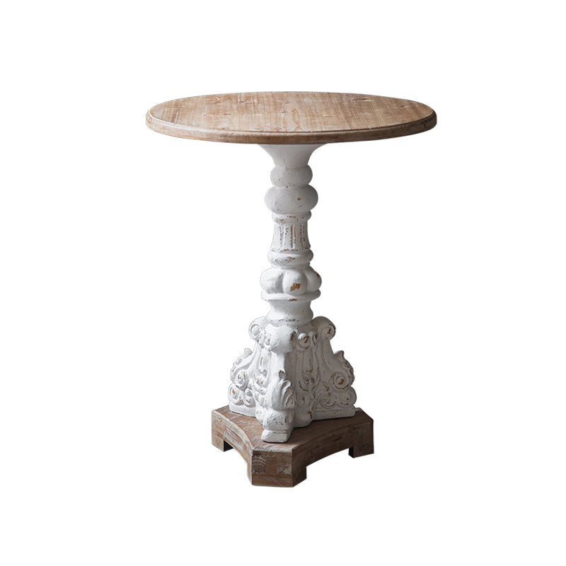 Pedestal Distressed End Table French Country Round Side End Table 22.5"L x 22.5"W x 27.5"H White 1 Clearhalo 'Coffee & Accent Tables' 'End & Side Tables' 'end_side_tables' 'furn' 'furn_end_side_tables' 'Furniture' 'Living Room Furniture' 5753260
