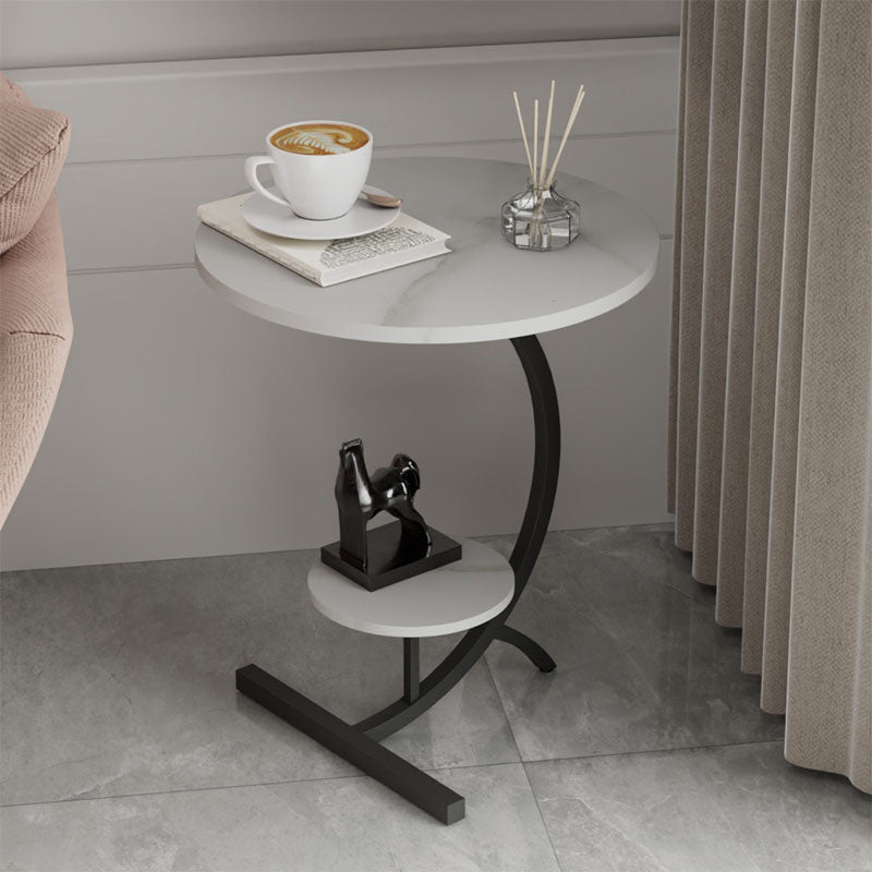 End Table with Storage and Shelf Modernist Slate Abstract Side Table Black White 1 Clearhalo 'Coffee & Accent Tables' 'End & Side Tables' 'end_side_tables' 'furn' 'furn_end_side_tables' 'Furniture' 'Living Room Furniture' 5753497