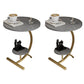 End Table with Storage and Shelf Modernist Slate Abstract Side Table Gold Gray 2 Clearhalo 'Coffee & Accent Tables' 'End & Side Tables' 'end_side_tables' 'furn' 'furn_end_side_tables' 'Furniture' 'Living Room Furniture' 5753498