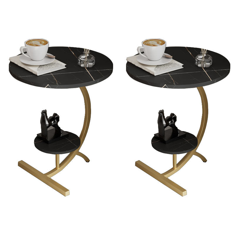 End Table with Storage and Shelf Modernist Slate Abstract Side Table Gold Black 2 Clearhalo 'Coffee & Accent Tables' 'End & Side Tables' 'end_side_tables' 'furn' 'furn_end_side_tables' 'Furniture' 'Living Room Furniture' 5753500
