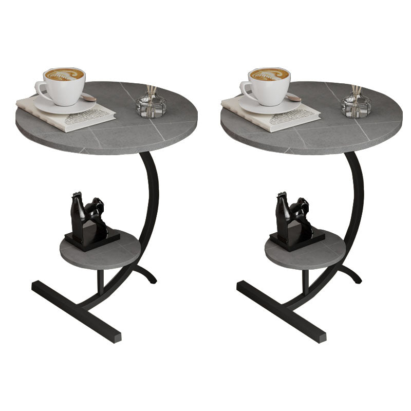 End Table with Storage and Shelf Modernist Slate Abstract Side Table Black Gray 2 Clearhalo 'Coffee & Accent Tables' 'End & Side Tables' 'end_side_tables' 'furn' 'furn_end_side_tables' 'Furniture' 'Living Room Furniture' 5753504