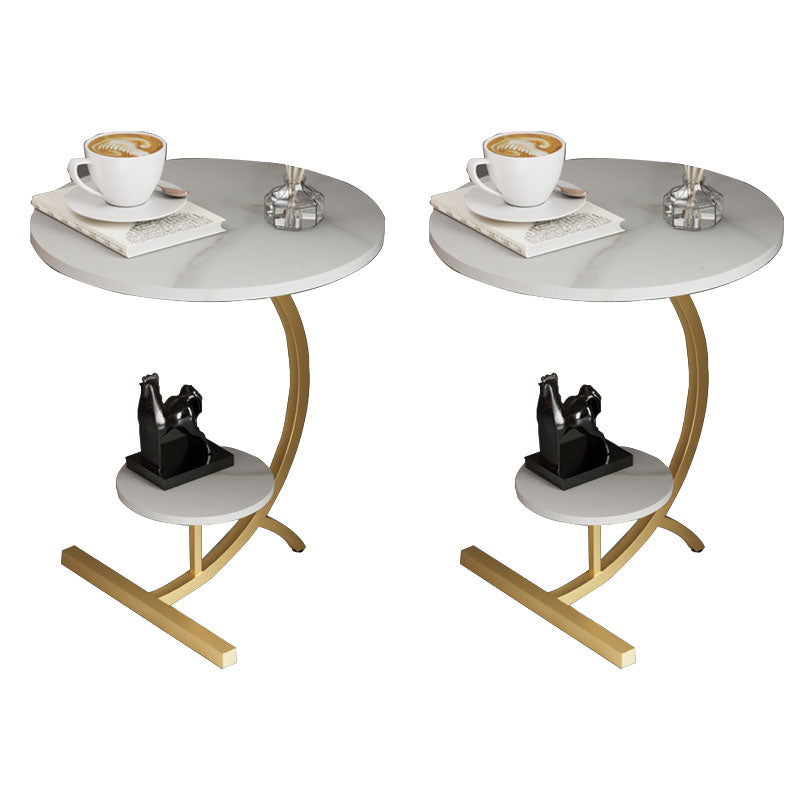 End Table with Storage and Shelf Modernist Slate Abstract Side Table Gold White 2 Clearhalo 'Coffee & Accent Tables' 'End & Side Tables' 'end_side_tables' 'furn' 'furn_end_side_tables' 'Furniture' 'Living Room Furniture' 5753505