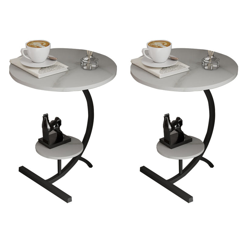 End Table with Storage and Shelf Modernist Slate Abstract Side Table Black White 2 Clearhalo 'Coffee & Accent Tables' 'End & Side Tables' 'end_side_tables' 'furn' 'furn_end_side_tables' 'Furniture' 'Living Room Furniture' 5753507