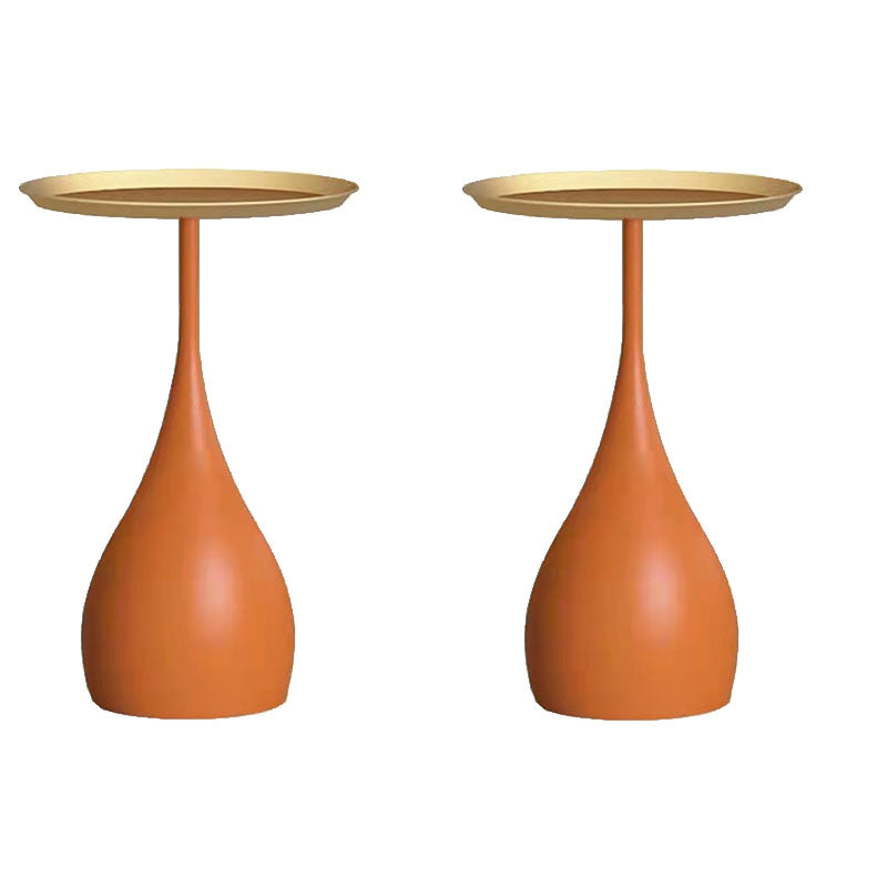 Round Side Table with Metal Pedestal Modernism Tray Top Side Table