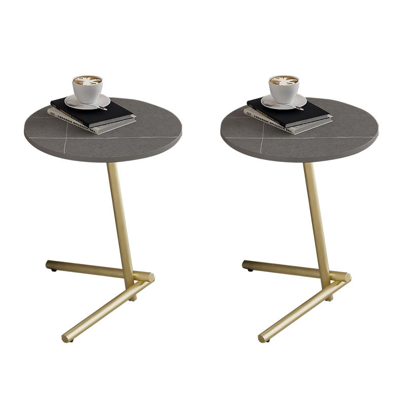 Round Slate Pedestal Side Table Modern Minimalist Side Table Gold Gray 2 Clearhalo 'Coffee & Accent Tables' 'End & Side Tables' 'end_side_tables' 'furn' 'furn_end_side_tables' 'Furniture' 'Living Room Furniture' 5753641