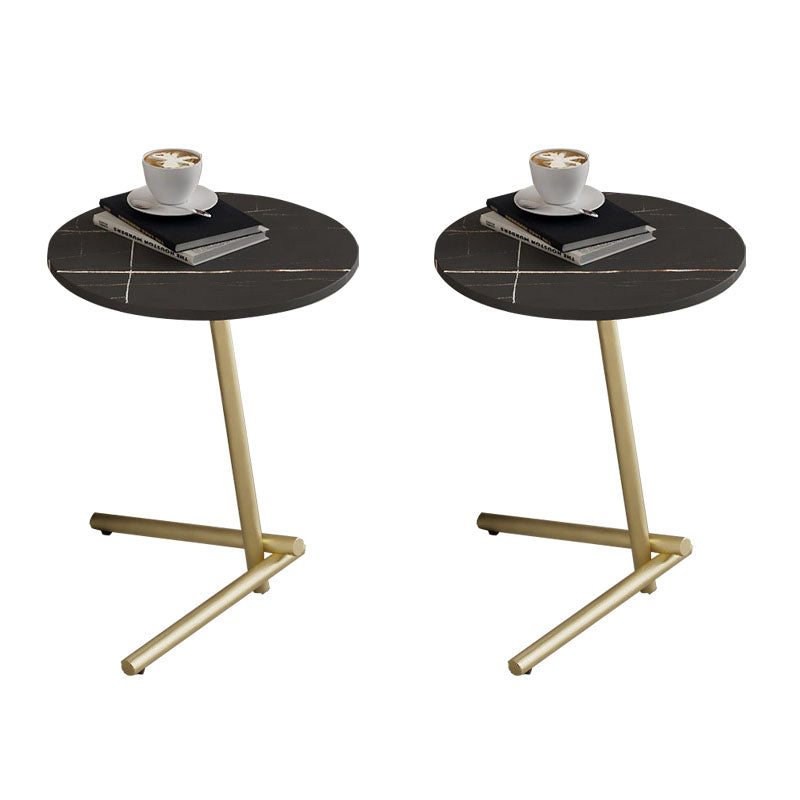Round Slate Pedestal Side Table Modern Minimalist Side Table Gold Black 2 Clearhalo 'Coffee & Accent Tables' 'End & Side Tables' 'end_side_tables' 'furn' 'furn_end_side_tables' 'Furniture' 'Living Room Furniture' 5753643
