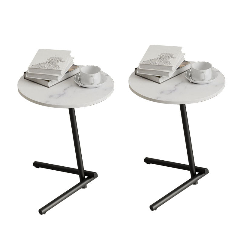 Round Slate Pedestal Side Table Modern Minimalist Side Table Black White 2 Clearhalo 'Coffee & Accent Tables' 'End & Side Tables' 'end_side_tables' 'furn' 'furn_end_side_tables' 'Furniture' 'Living Room Furniture' 5753645