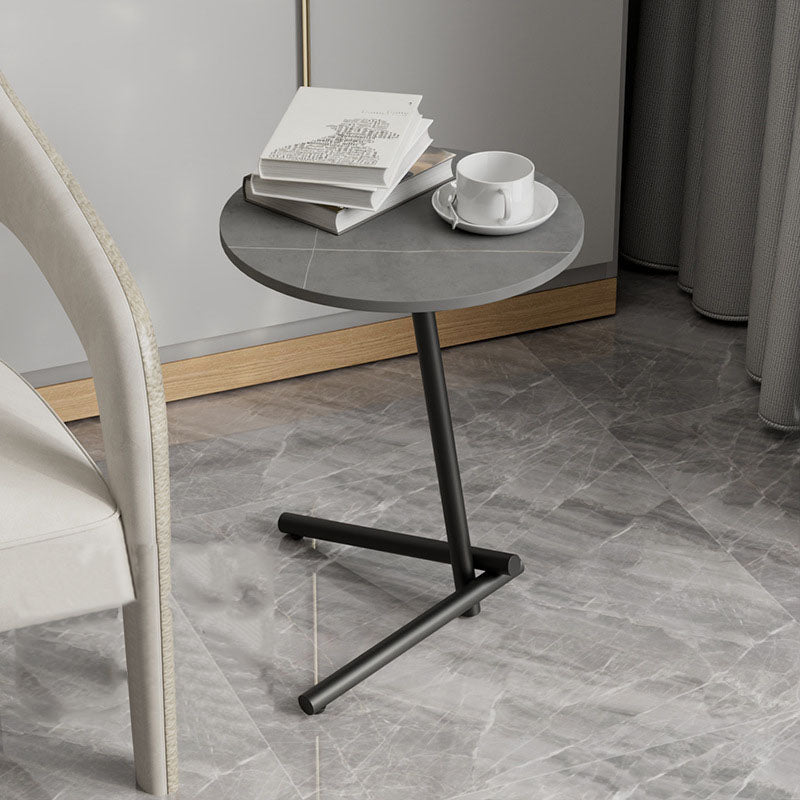 Round Slate Pedestal Side Table Modern Minimalist Side Table Black Gray 1 Clearhalo 'Coffee & Accent Tables' 'End & Side Tables' 'end_side_tables' 'furn' 'furn_end_side_tables' 'Furniture' 'Living Room Furniture' 5753651