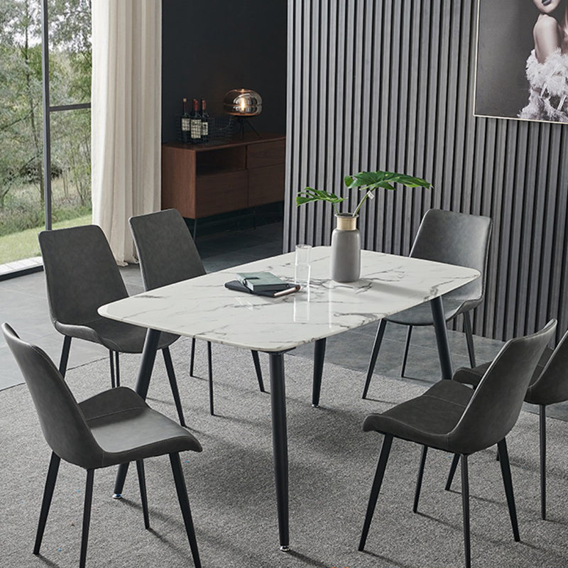 Ensemble de table à manger avec pieds en pierre, rectangle d'intérieur, 1/4/5/7 pièces