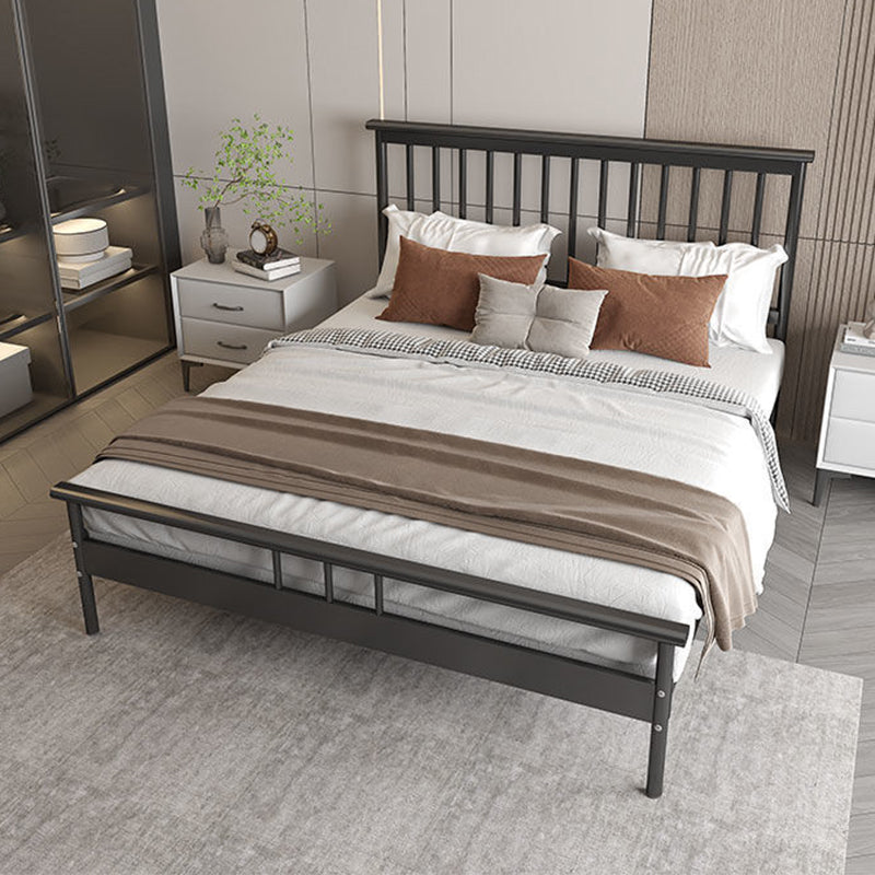 Cama de cabecera rectangular glamorosa con marco de hierro y piernas en cama de marco abierto