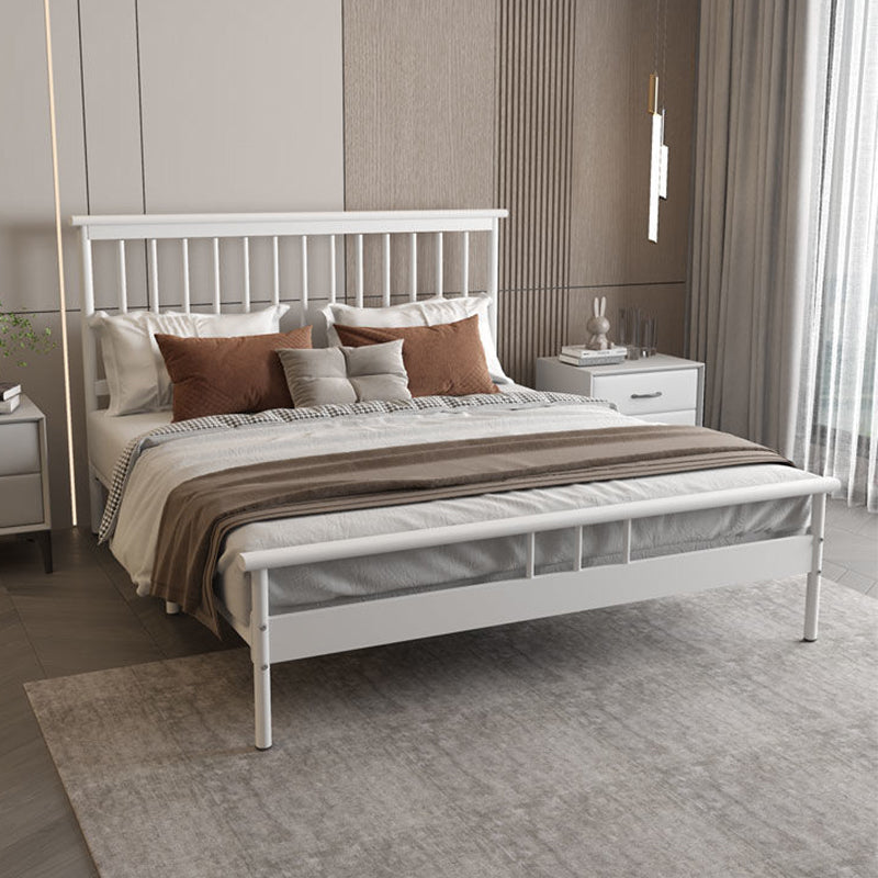 Cama de cabecera rectangular glamorosa con marco de hierro y piernas en cama de marco abierto