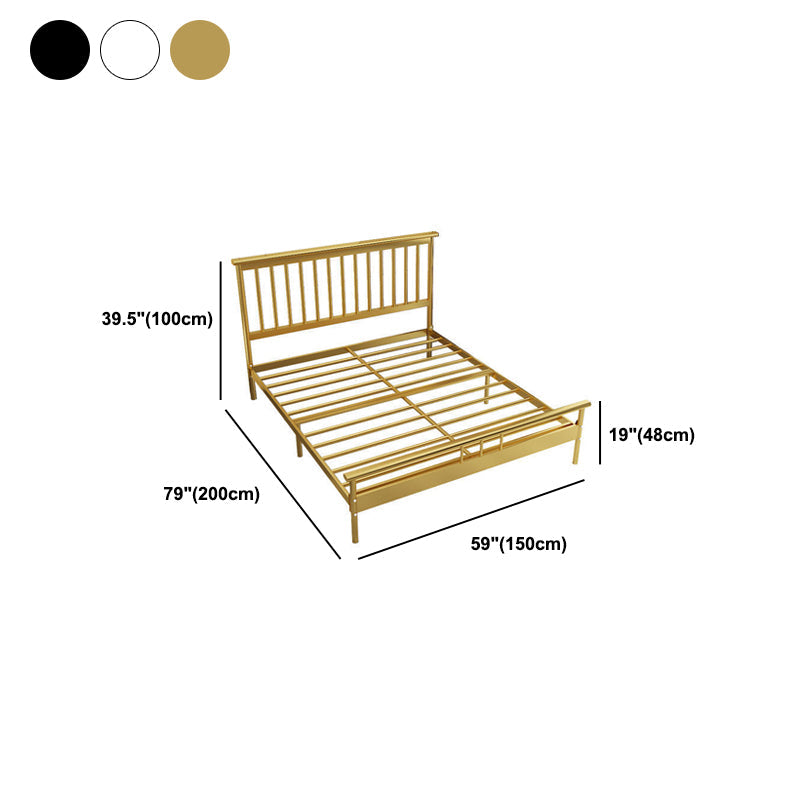 Cama de cabecera rectangular glamorosa con marco de hierro y piernas en cama de marco abierto