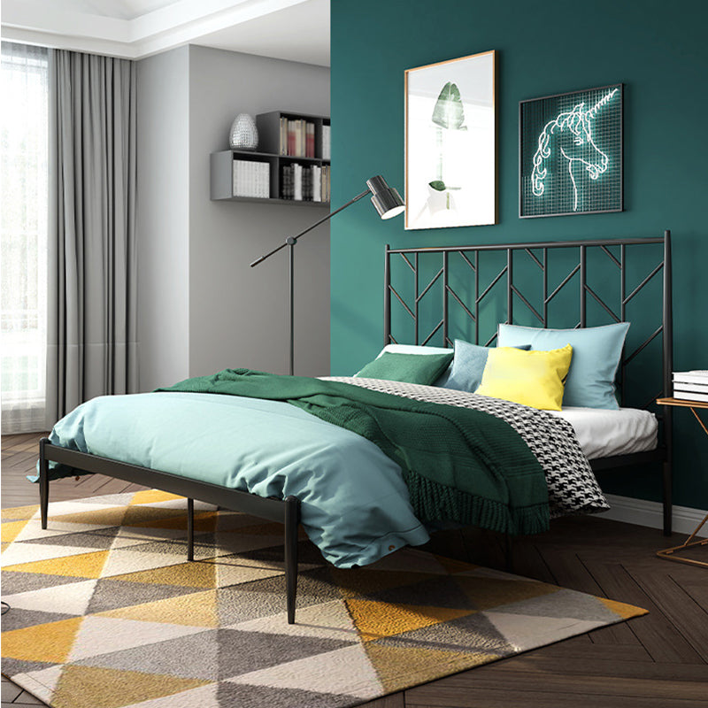 Lit glamour ouvert avec tête de lit et lit de jambes de rectangle en fer