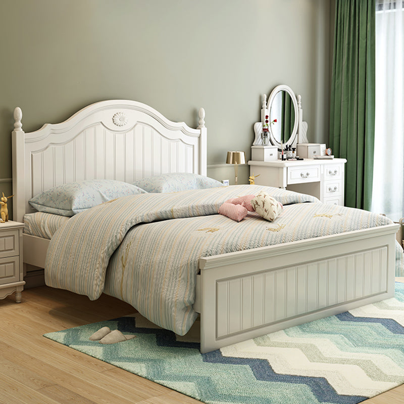 French Country Panel Bed Wood White Bed Frame with Arched Headboard Clearhalo 'Bedroom Furniture' 'Beds' 'furn' 'furn_beds' 'Furniture' 5753770