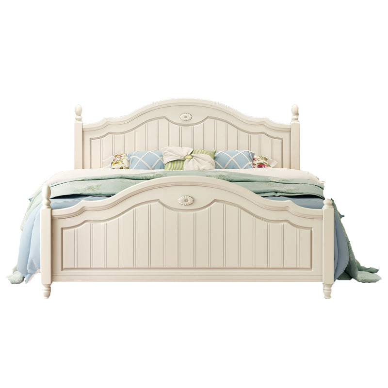 French Country Panel Bed Wood White Bed Frame with Arched Headboard Panel Clearhalo 'Bedroom Furniture' 'Beds' 'furn' 'furn_beds' 'Furniture' 5753773