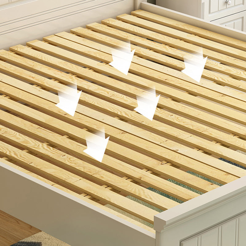 French Country Panel Bed Wood White Bed Frame with Arched Headboard Clearhalo 'Bedroom Furniture' 'Beds' 'furn' 'furn_beds' 'Furniture' 5753774