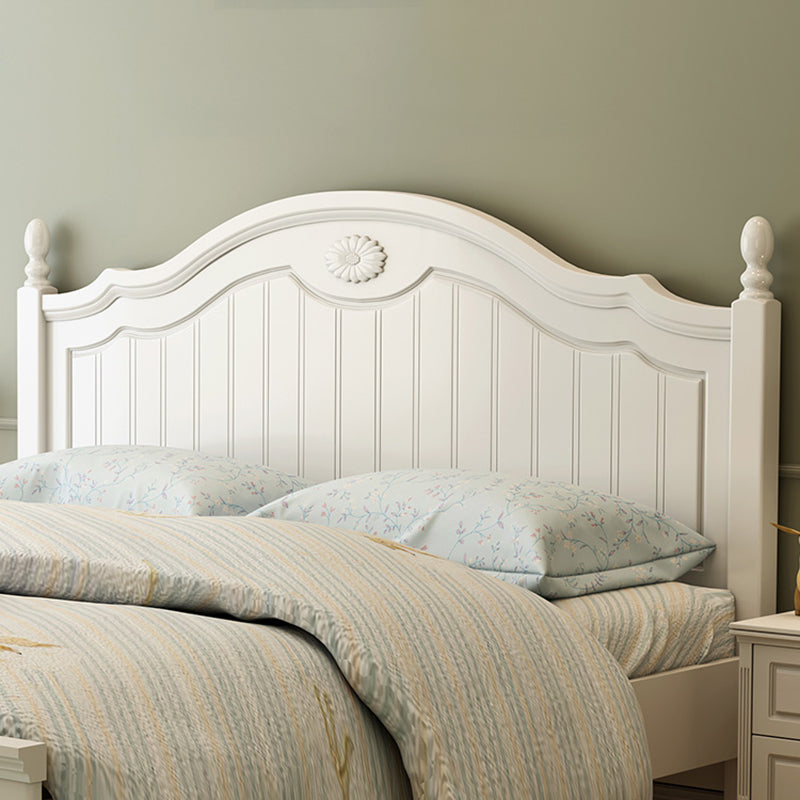 French Country Panel Bed Wood White Bed Frame with Arched Headboard Clearhalo 'Bedroom Furniture' 'Beds' 'furn' 'furn_beds' 'Furniture' 5753775