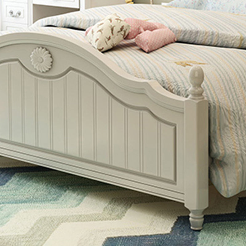 French Country Panel Bed Wood White Bed Frame with Arched Headboard Clearhalo 'Bedroom Furniture' 'Beds' 'furn' 'furn_beds' 'Furniture' 5753777
