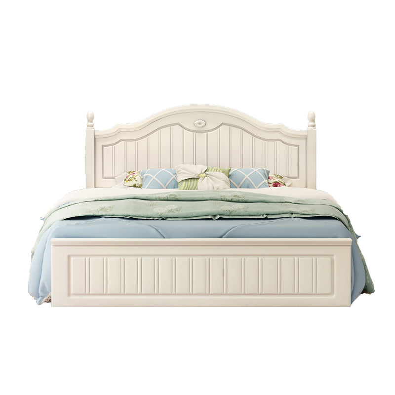 French Country Panel Bed Wood White Bed Frame with Arched Headboard Clearhalo 'Bedroom Furniture' 'Beds' 'furn' 'furn_beds' 'Furniture' 5753779