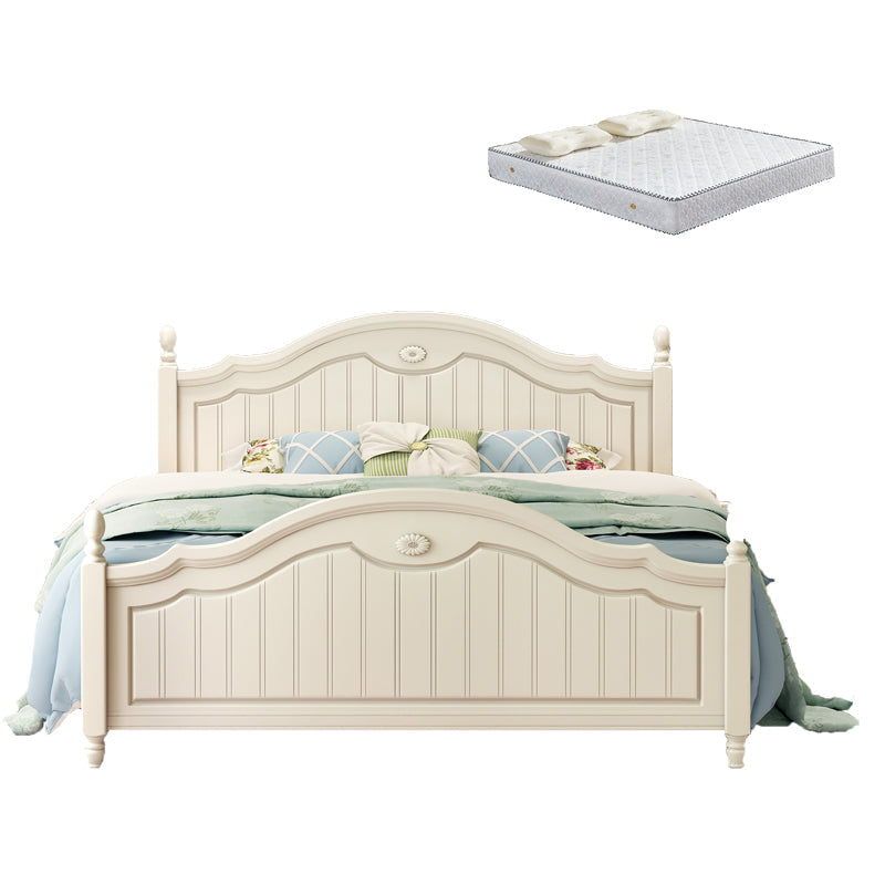 French Country Panel Bed Wood White Bed Frame with Arched Headboard Clearhalo 'Bedroom Furniture' 'Beds' 'furn' 'furn_beds' 'Furniture' 5753780