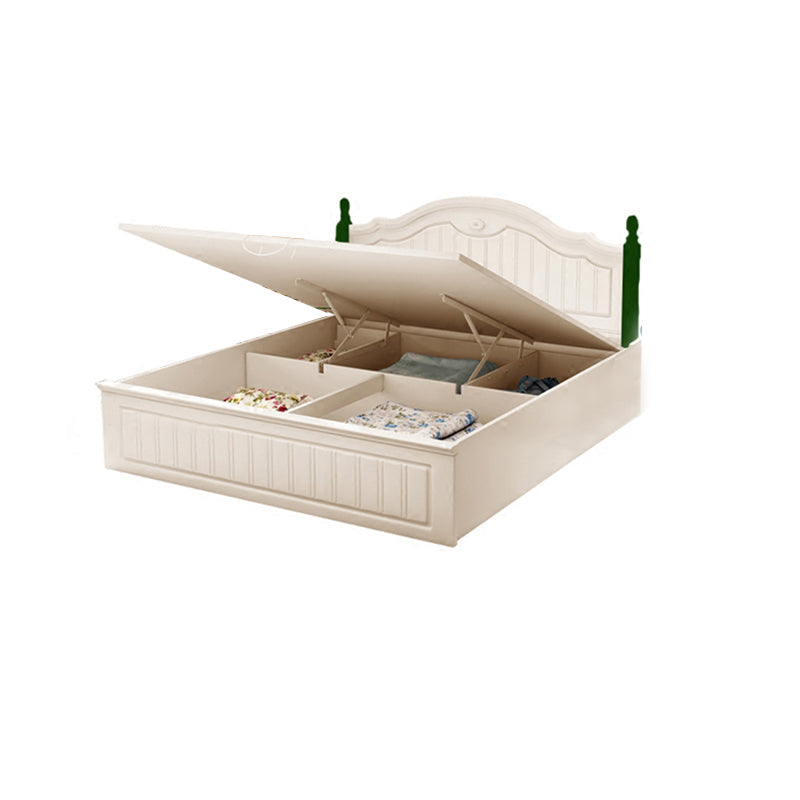 French Country Panel Bed Wood White Bed Frame with Arched Headboard Clearhalo 'Bedroom Furniture' 'Beds' 'furn' 'furn_beds' 'Furniture' 5753781