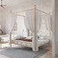 Metal Four Poster Bed con cabecera de marco abierto, cama estándar glamorosa