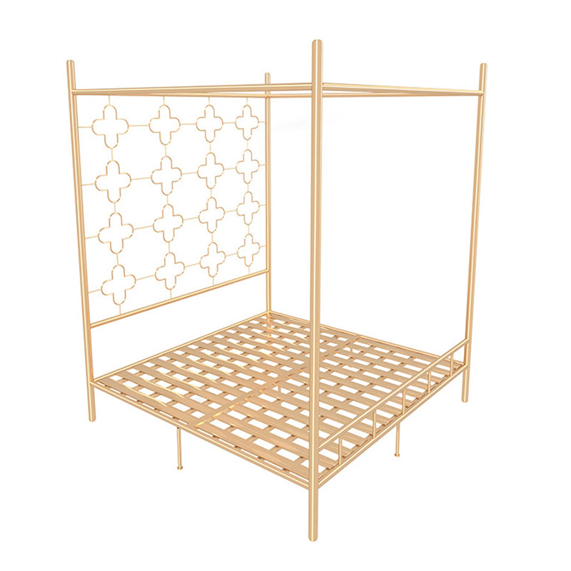 Metal Four Poster Bed con cabecera de marco abierto, cama estándar glamorosa